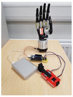 The prototype of the proposed myoelectric control system. 